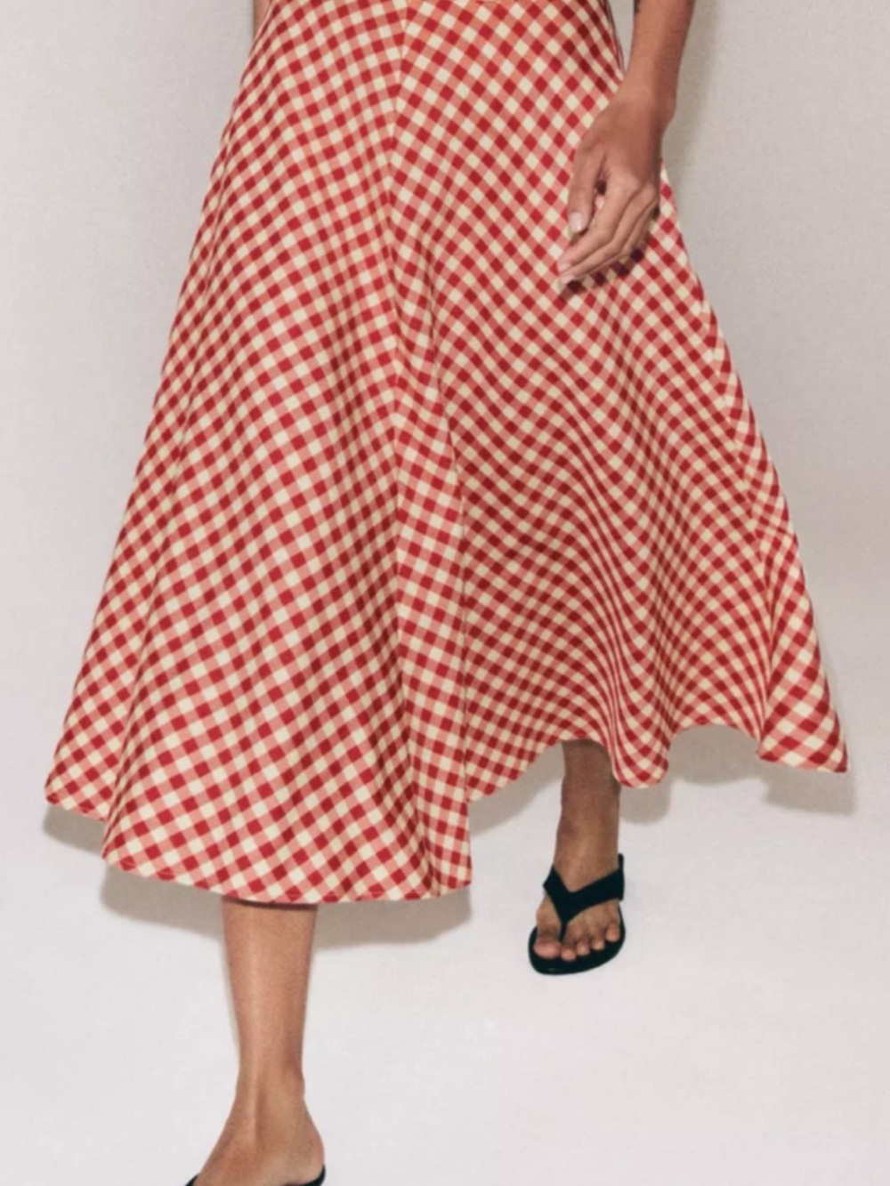 Zara Red Gingham A-Line Skirt. Size M. - Picture 5 of 6
